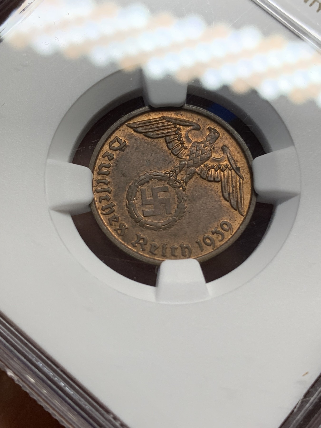《竞宝斋》第216场-周日，周一 2场 (全场包邮) NGC MS63RB 1939B德国万字2芬尼 高分难得