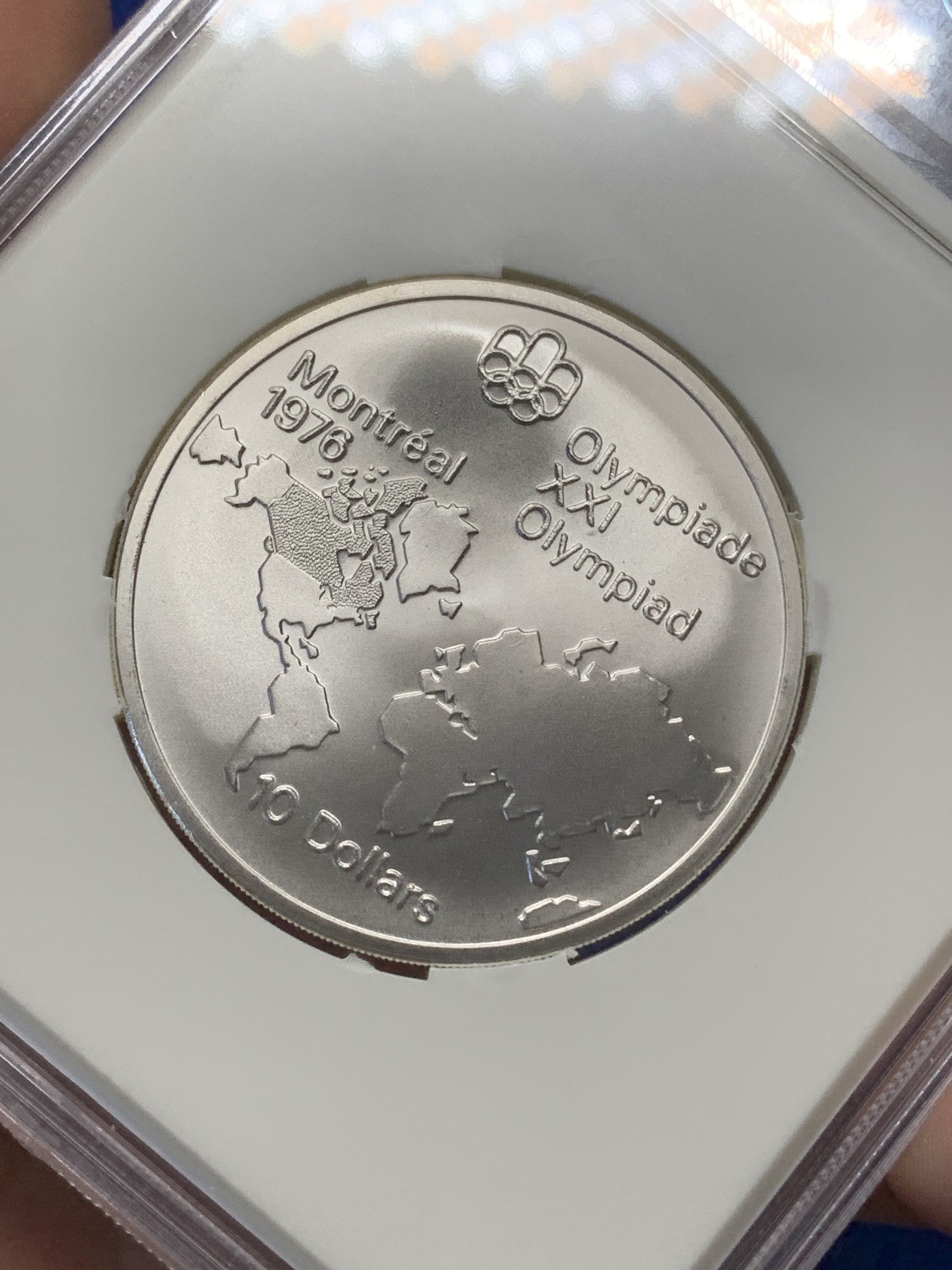 《竞宝斋》第216场-周日，周一 2场 (全场包邮) CSIS MS67 加拿大1973奥林匹克运动会世界地图10元银币