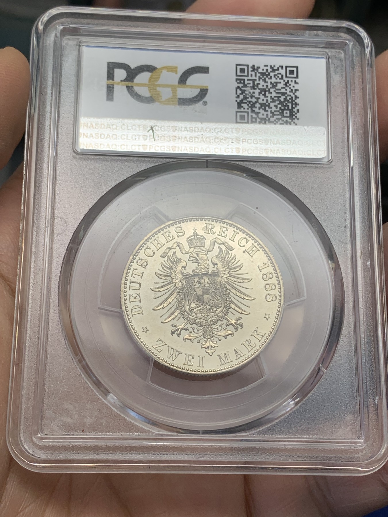《竞宝斋》第216场-周日，周一 2场 (全场包邮) PCGS-PR63 德国1888年腓特烈三世 精致2马克银币 稀少品种 普制已经少见了，精制更难得