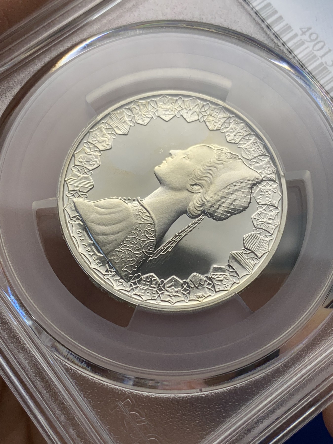 《竞宝斋》第216场-周日，周一 2场 (全场包邮) 亚军分 PCGS-PR68DCAM 意大利 1985年 精制 帆船少女 500里拉 首年发行