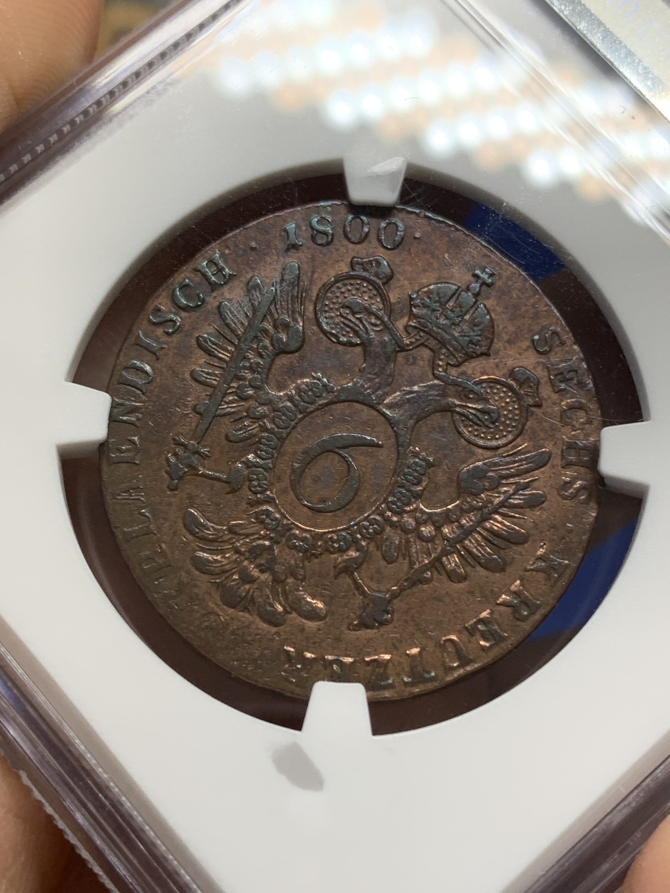 《竞宝斋》第216场-周日，周一 2场 (全场包邮) NGC XFD 1800年奥地利6K铜币