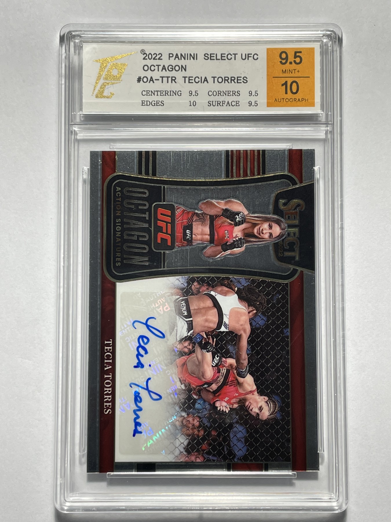 【德藏】卡牌拍卖第6期【无每件最低收费！！！】  UFC 2022 PANINI SELECT 特西娅·托雷斯 亲签卡 横版 TQG 9.5 签字10