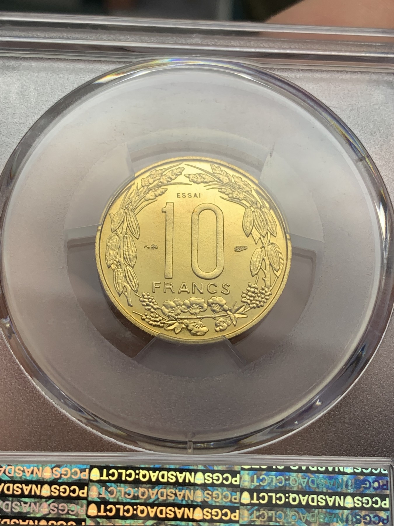 《竞宝斋》第216场-周日，周一 2场 (全场包邮) PCGS SP68 1958年法属喀麦隆10法郎ESSAI样币 冠军分极致品相！