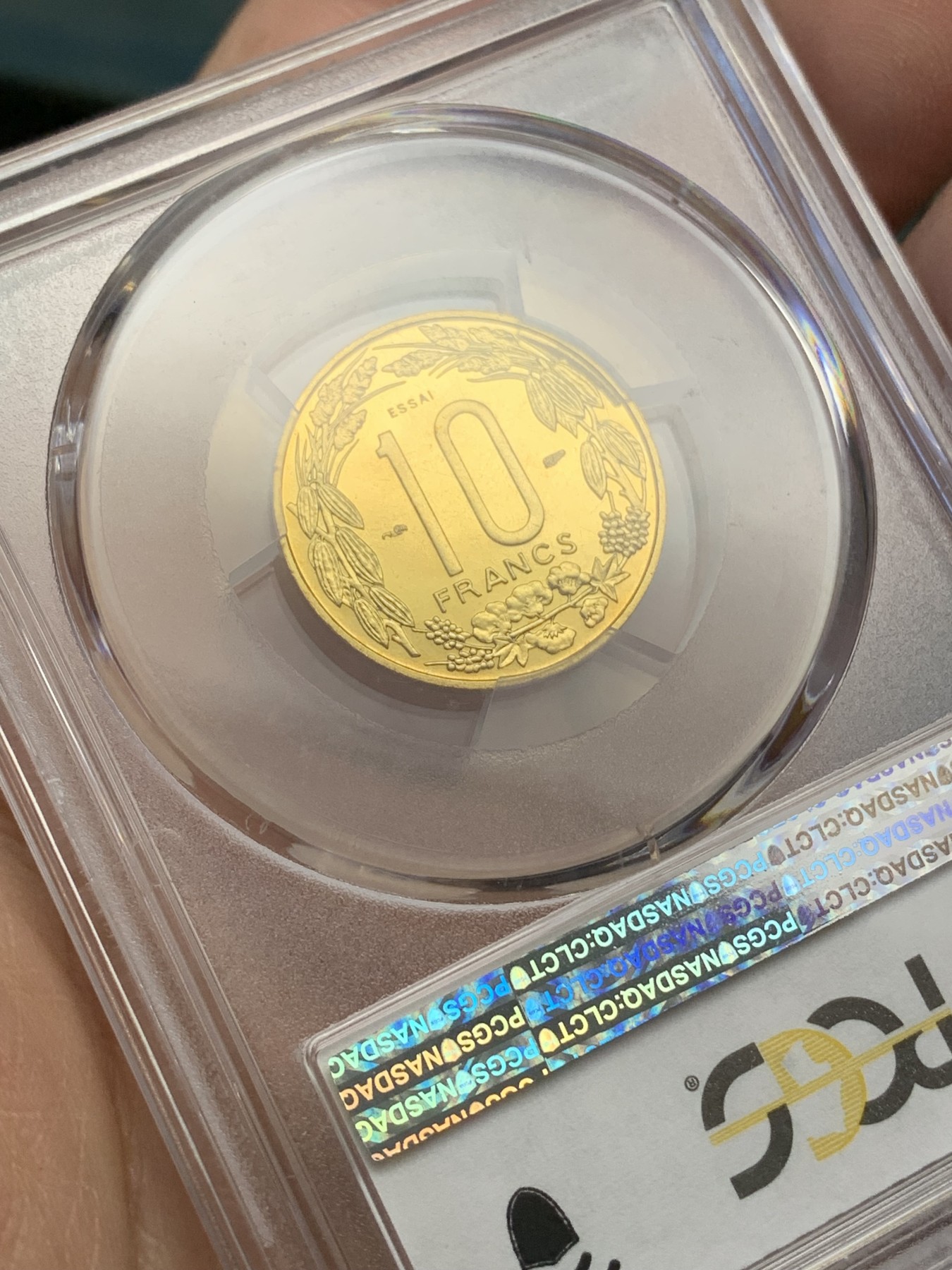《竞宝斋》第216场-周日，周一 2场 (全场包邮) PCGS SP68 1958年法属喀麦隆10法郎ESSAI样币 冠军分极致品相！