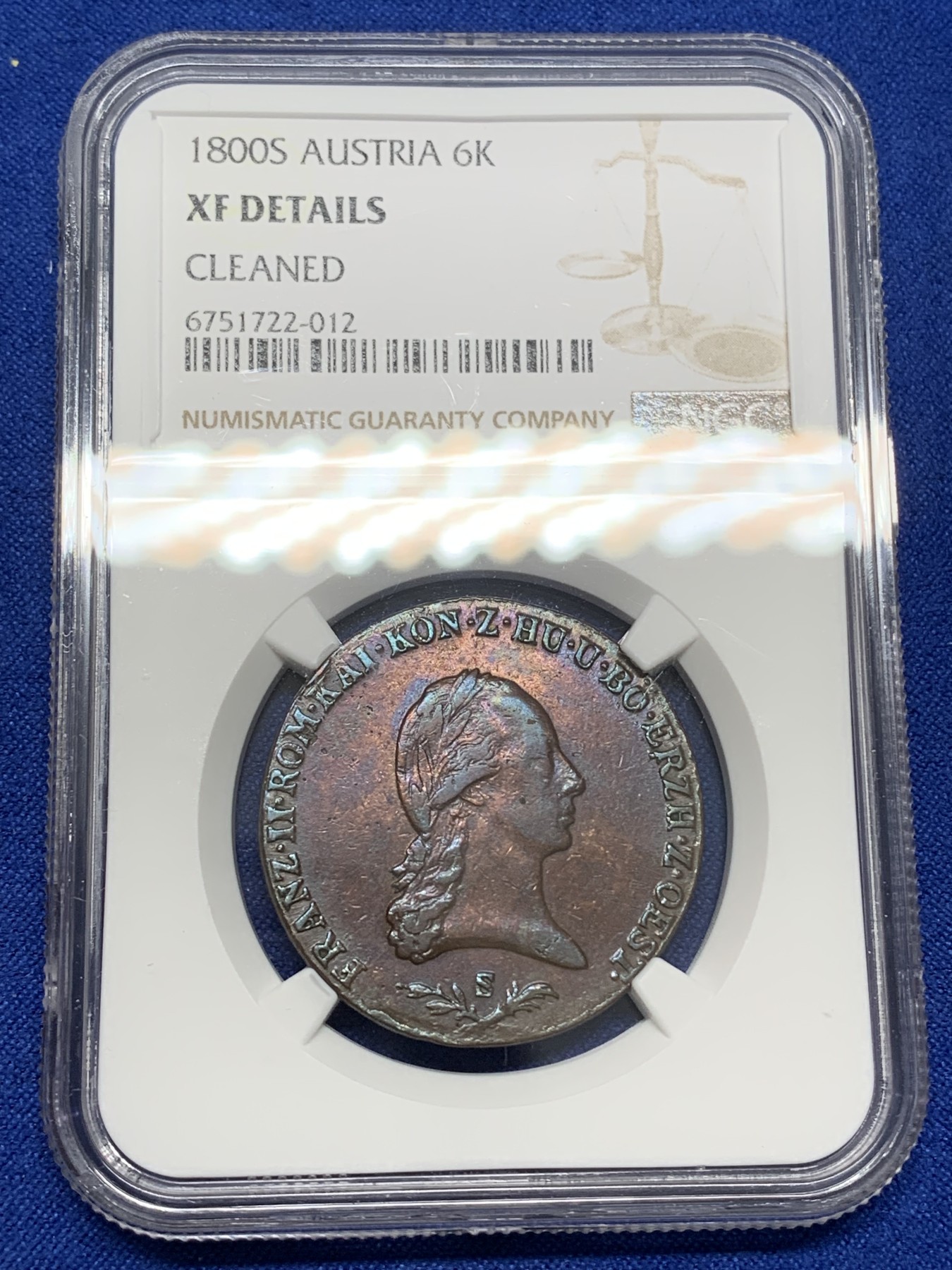 《竞宝斋》第216场-周日，周一 2场 (全场包邮) NGC XFD 1800年奥地利6K铜币