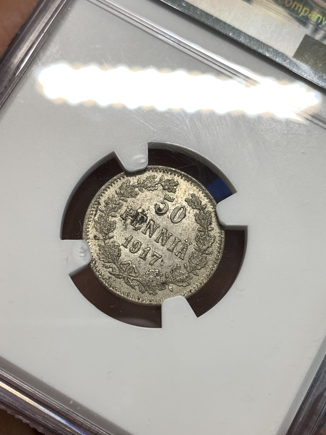 《竞宝斋》第216场-周日，周一 2场 (全场包邮) NGC MS63 俄占芬兰 1917年50芬尼银币