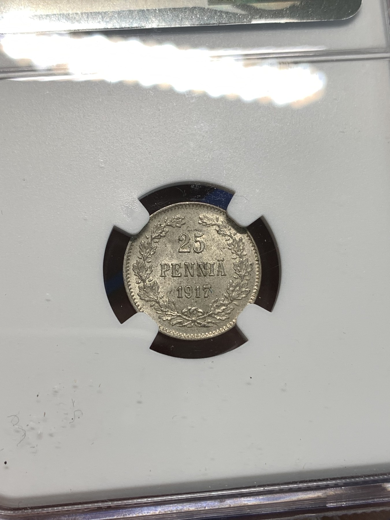 《竞宝斋》第216场-周日，周一 2场 (全场包邮) NGC MS64 俄占芬兰1917年25芬尼银币