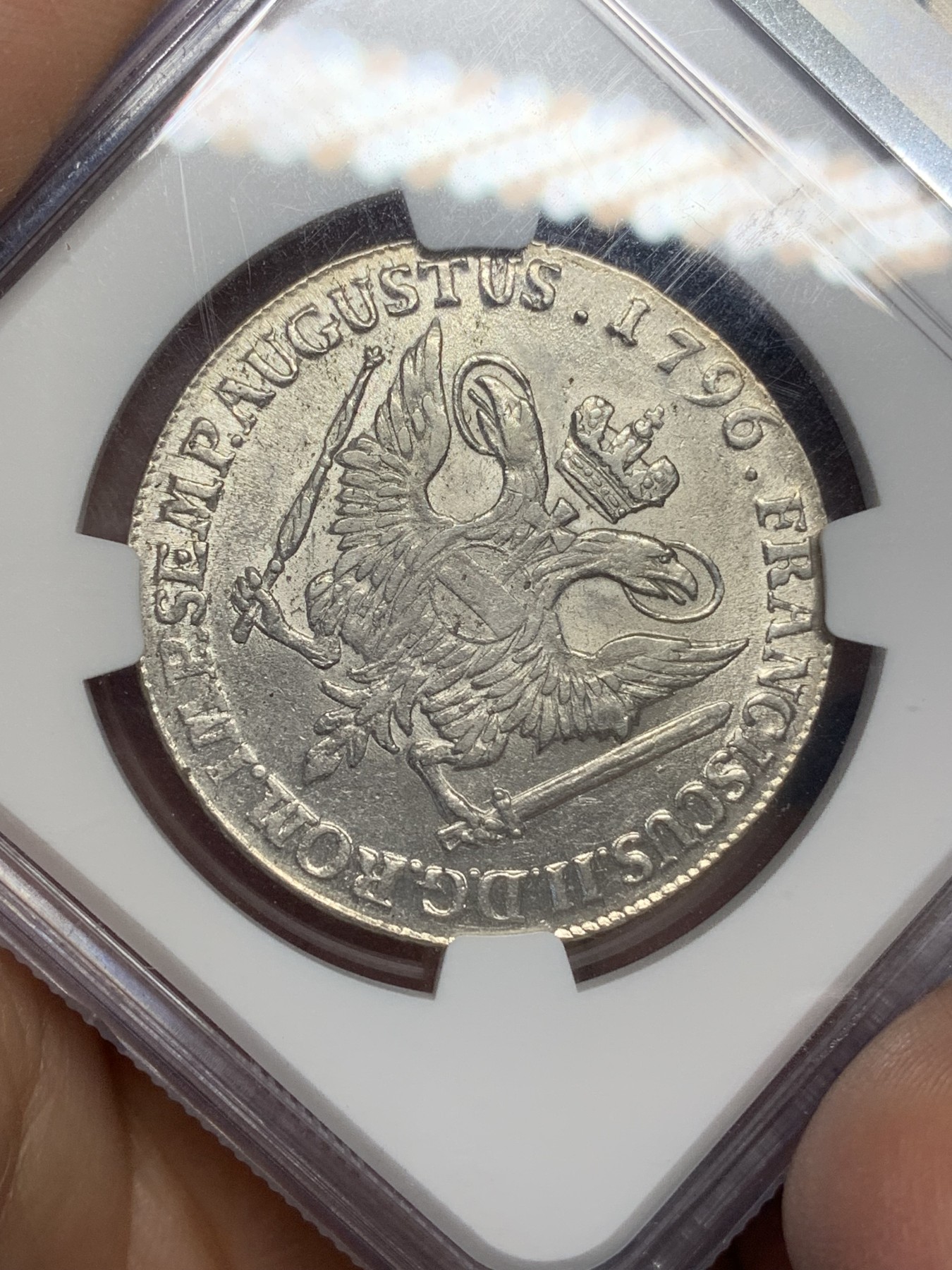 《竞宝斋》第216场-周日，周一 2场 (全场包邮) NGC-MS61 德国 1796年 汉堡自由市 32先令银币 早期汉堡徽章,非常少见,更高分仅三枚