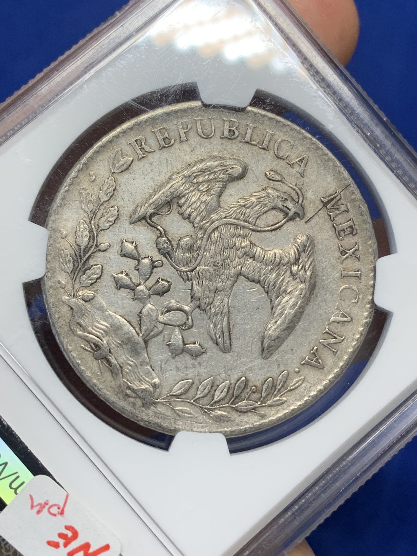 《竞宝斋》第216场-周日，周一 2场 (全场包邮) NGC-AU 墨西哥 1895ZS FZ 鹰洋 8里亚尔 花边大银币