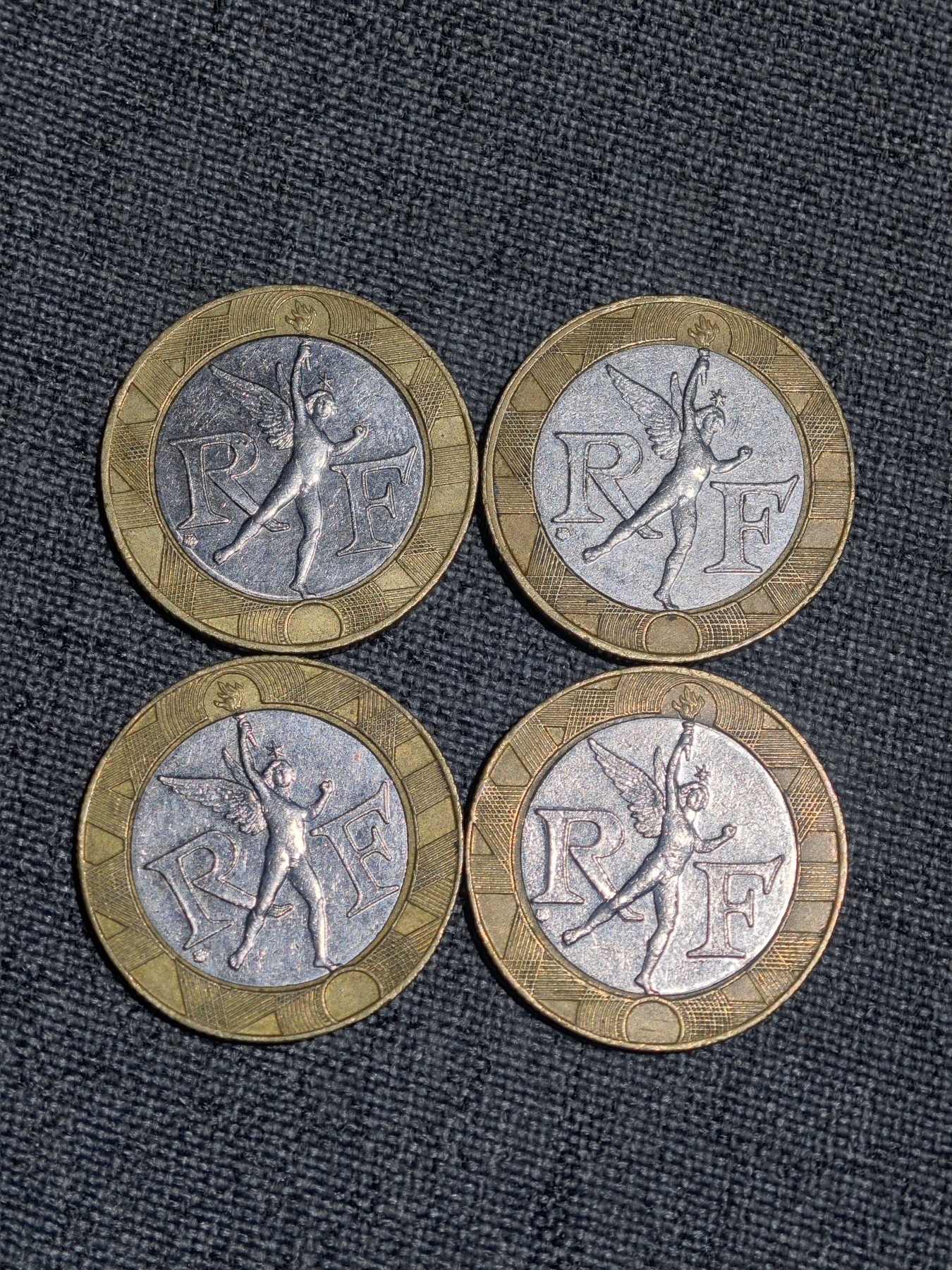 外国硬币收藏店第2期 法国双色币天使10法郎4枚