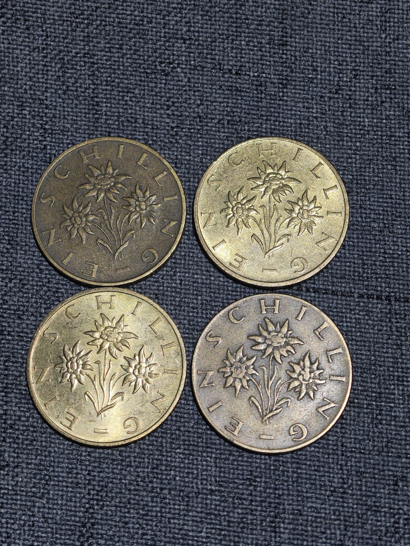 外国硬币收藏店第2期 奥地利各年份黄铜1先令4枚