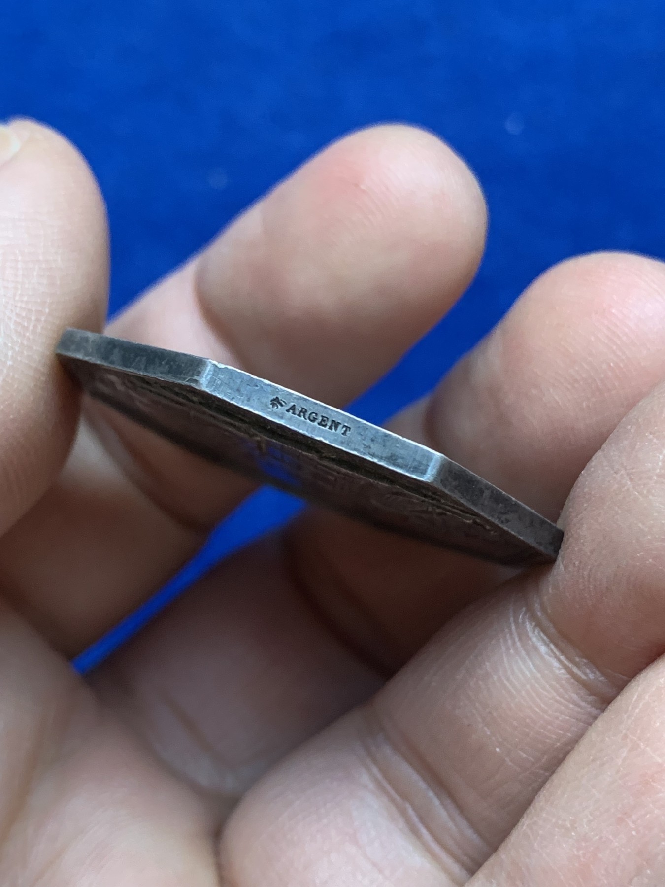 《竞宝斋》八角与章专场 第217场-周日，周一 2场 (全场包邮) 法国八角银章，鲁昂省级折扣银行，19.66g，36.1mm，蜜蜂边铭