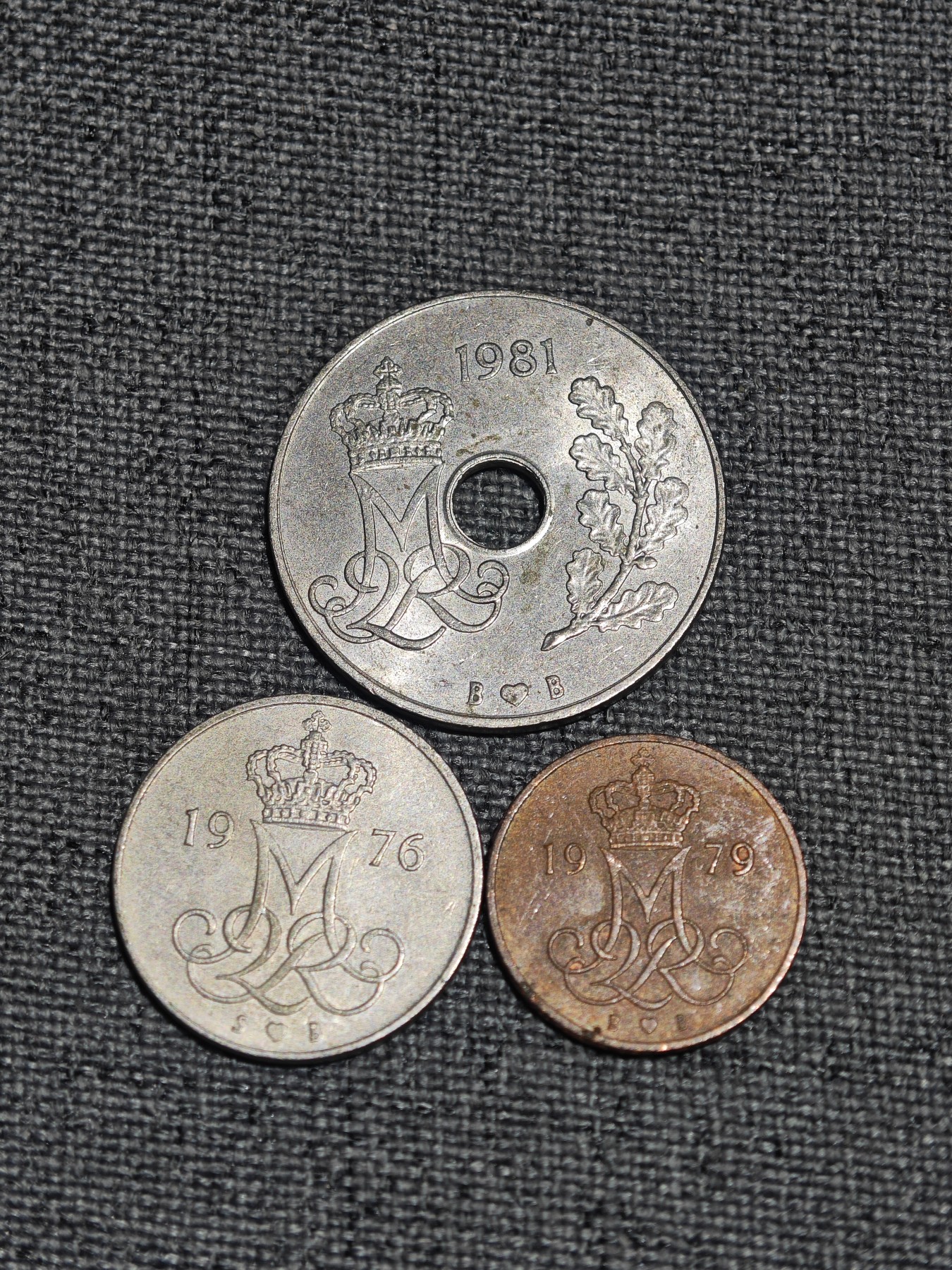 外国硬币收藏店第2期 丹麦25、10、5欧尔一套