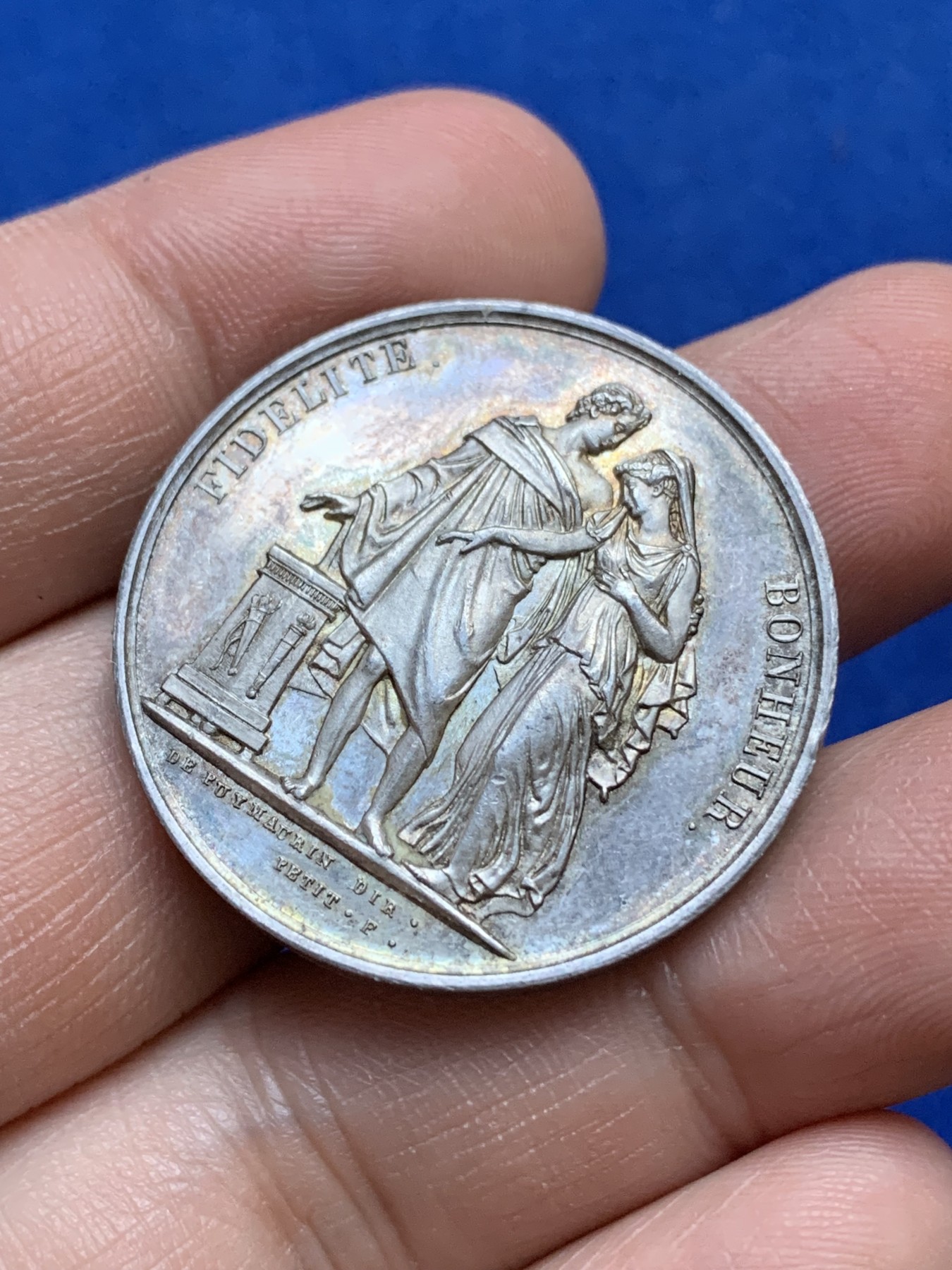 《竞宝斋》八角与章专场 第217场-周日，周一 2场 (全场包邮) 法国结婚纪念银章，15.42g，32.6mm，1832年之前无边铭