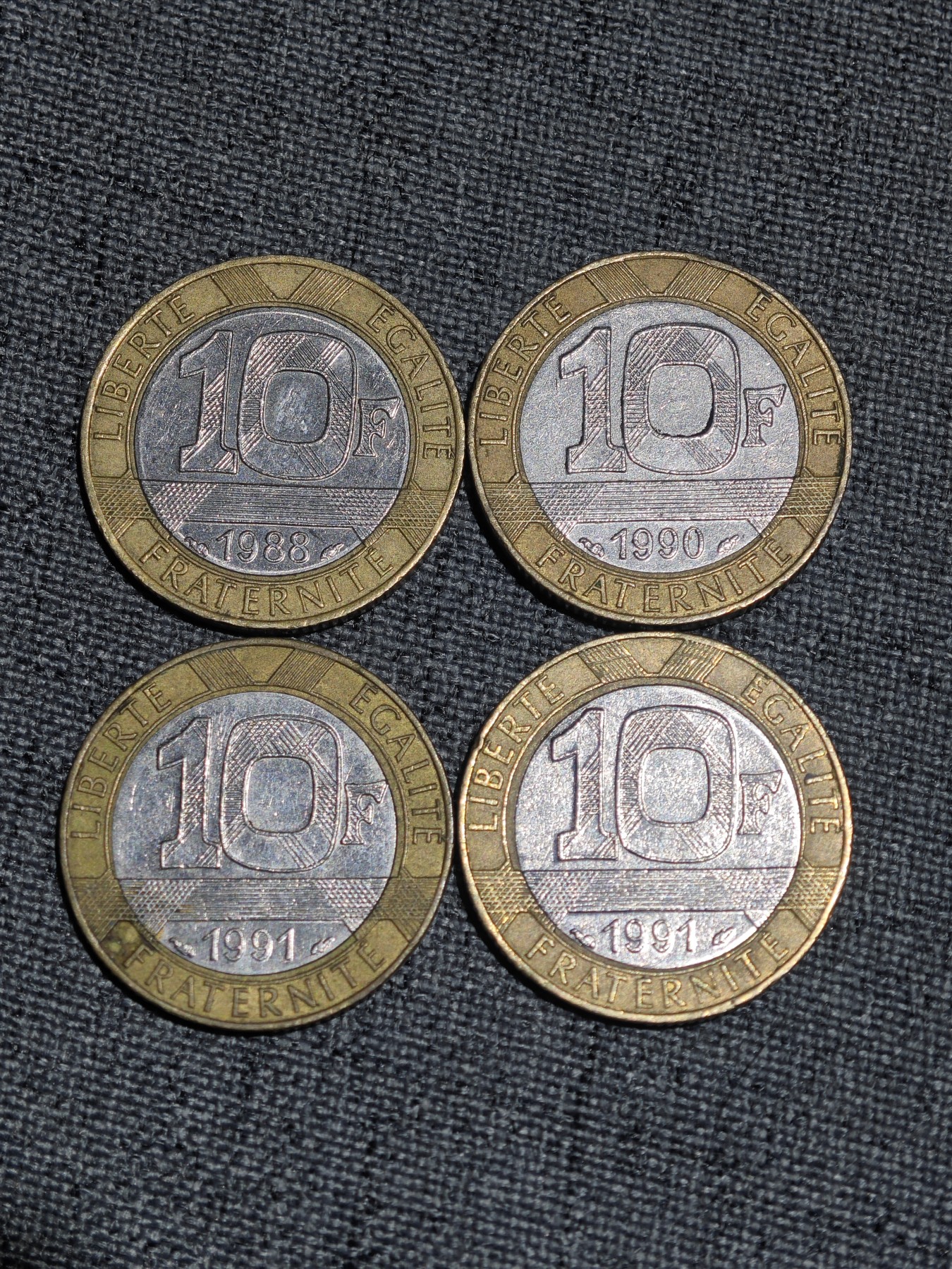 外国硬币收藏店第2期 法国双色币天使10法郎4枚