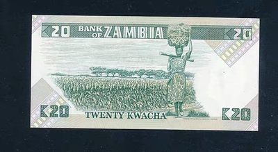 赞比亚20科瓦查，全新UNC,1986 - 赞比亚20科瓦查，全新UNC,1986