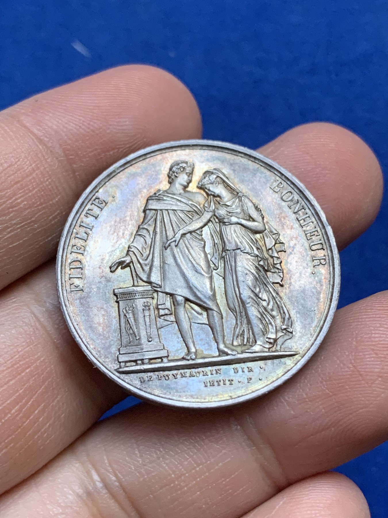 《竞宝斋》八角与章专场 第217场-周日，周一 2场 (全场包邮) 法国结婚纪念银章，15.42g，32.6mm，1832年之前无边铭