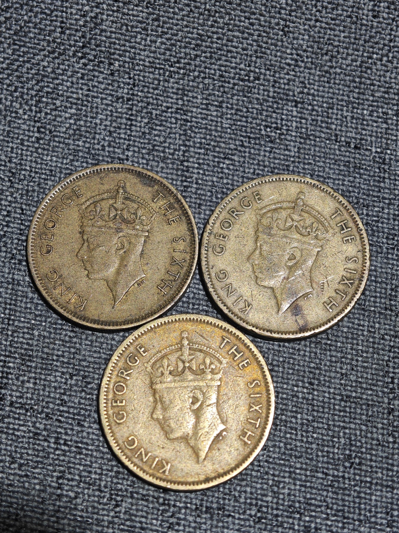 外国硬币收藏店第2期 香港港英时期乔治六世香港一毫3枚