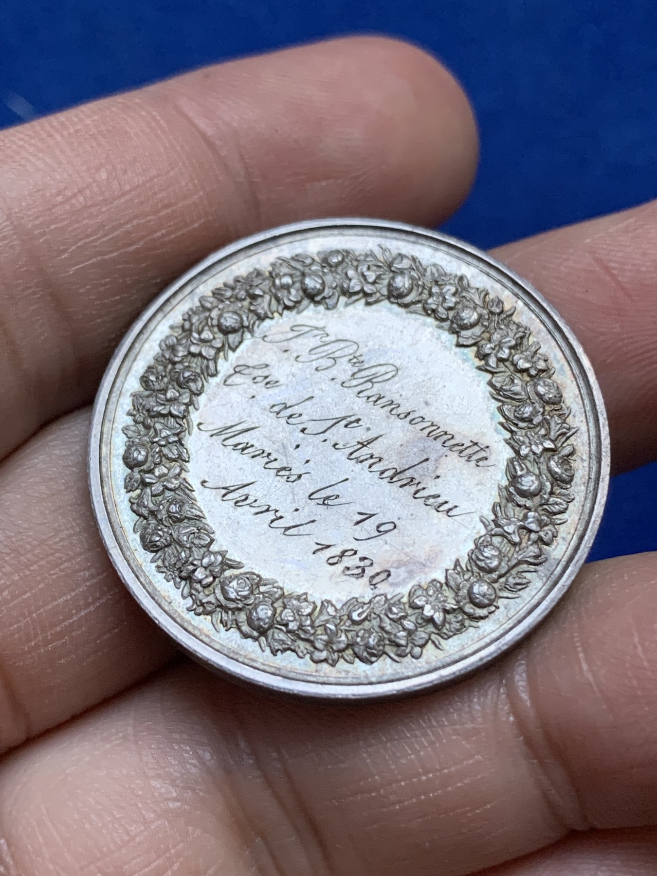《竞宝斋》八角与章专场 第217场-周日，周一 2场 (全场包邮) 法国结婚纪念银章，15.42g，32.6mm，1832年之前无边铭