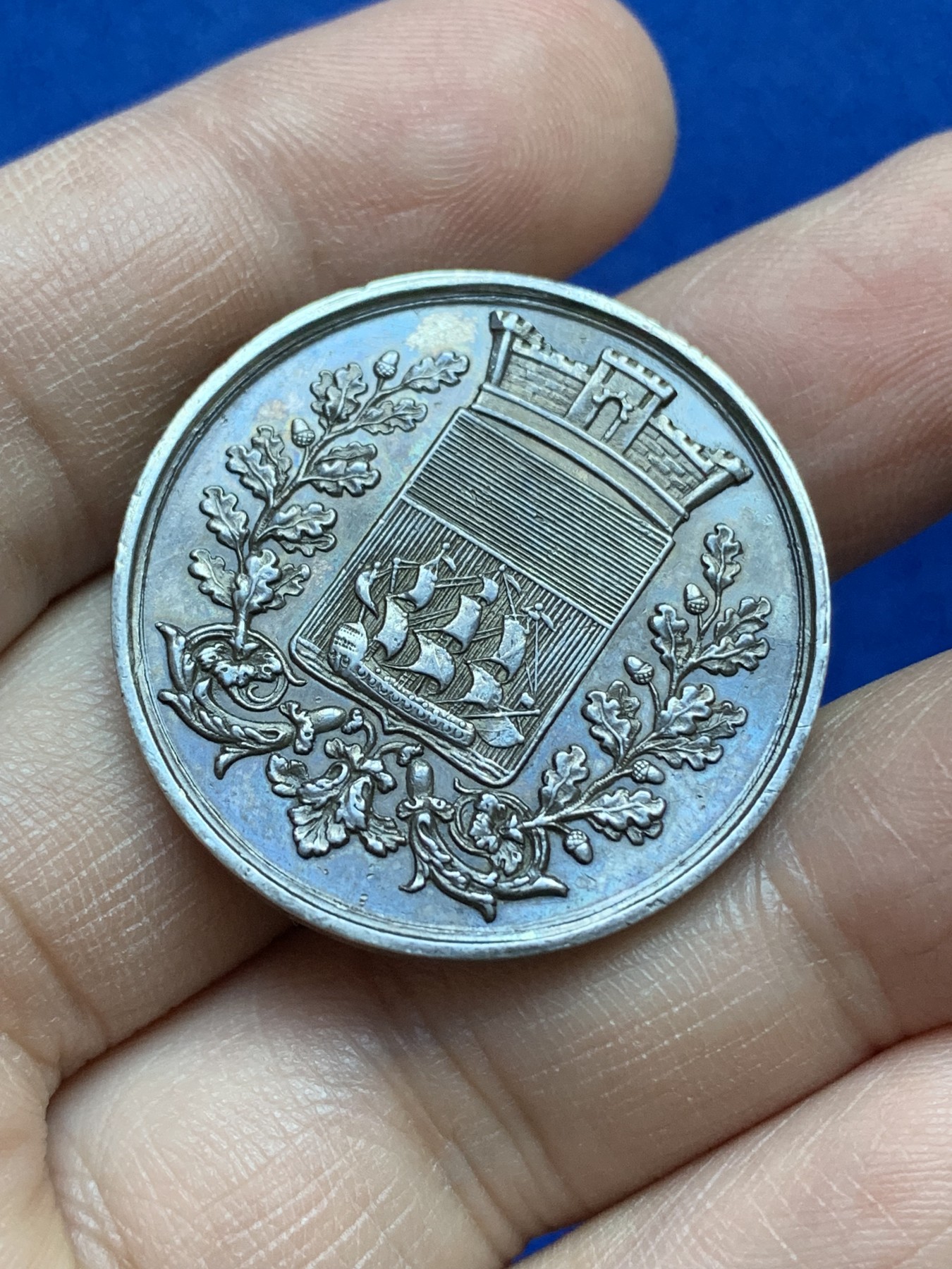 《竞宝斋》八角与章专场 第217场-周日，周一 2场 (全场包邮) 法国塞纳河省银质代币，塞纳河河神，13.55g，32.5mm，油灯边铭