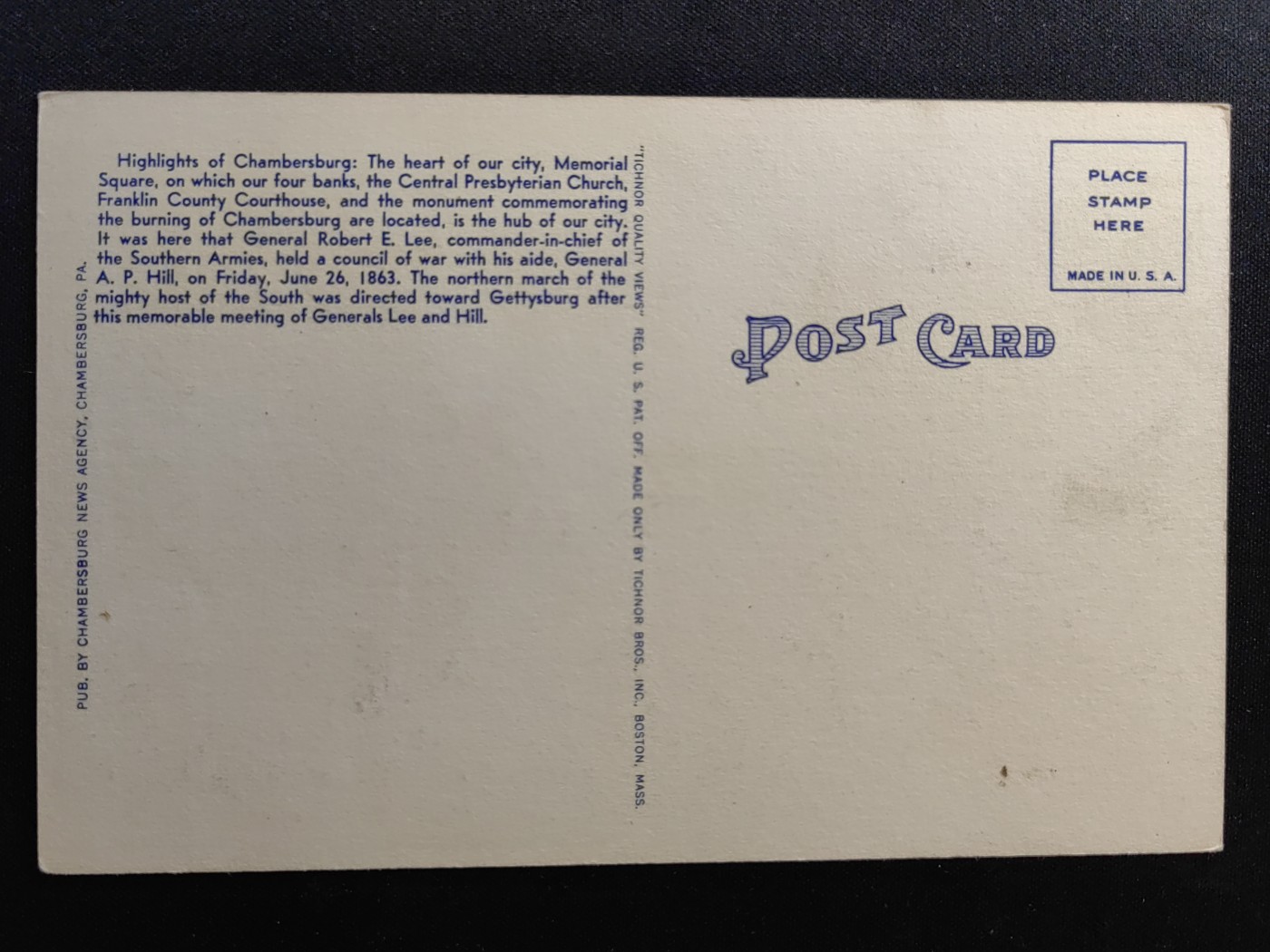 多国古典明信片、邮封、专场（拍卖）第②⑨场 中央长老会教堂-钱伯斯堡-宾夕法尼亚州