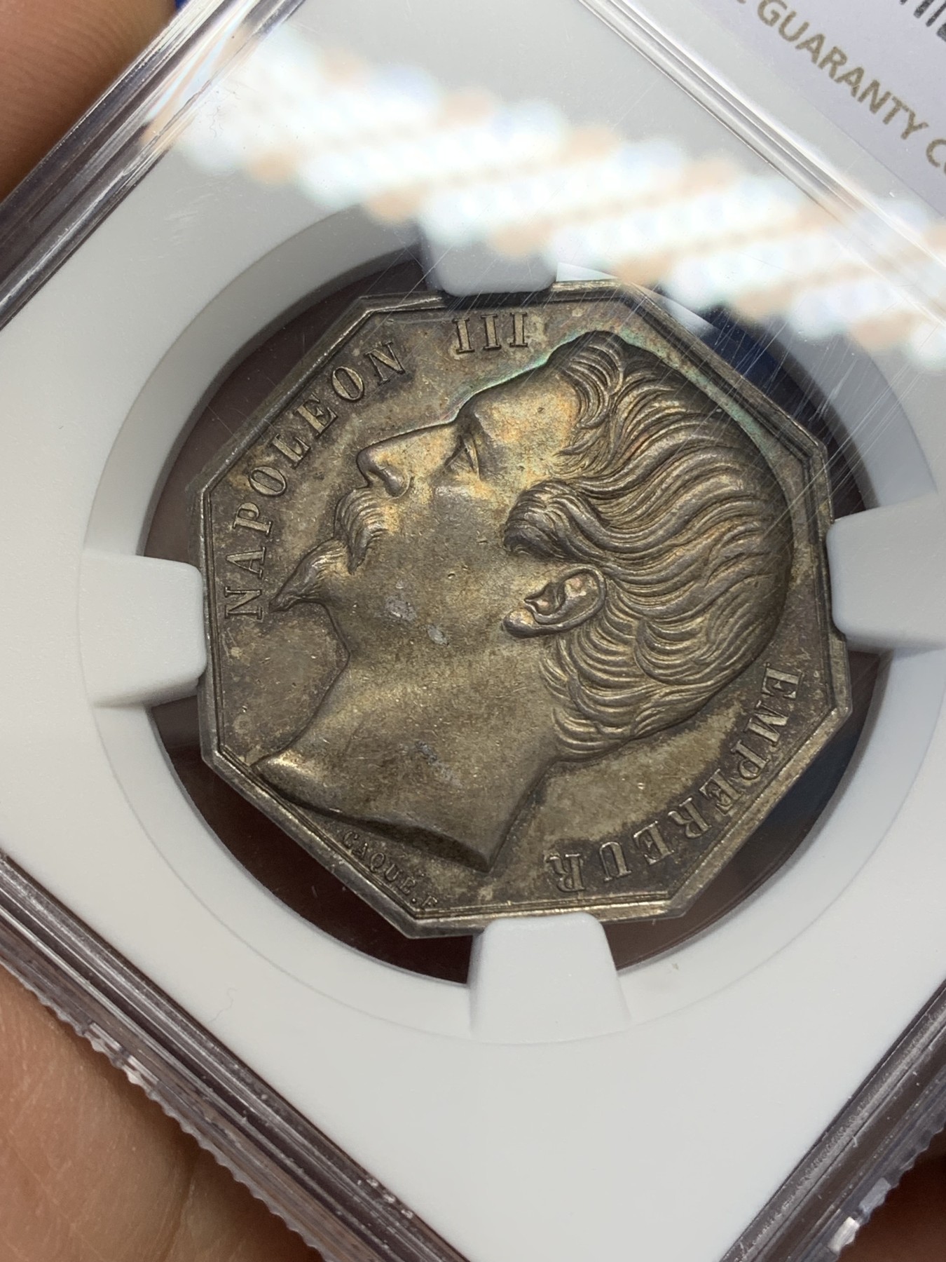 《竞宝斋》八角与章专场 第217场-周日，周一 2场 (全场包邮) NGC-MS62 法国拿三 桑利斯八角代币JETON 银质