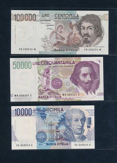 意大利10000.50000.100000里拉全新UNC - 意大利10000.50000.100000里拉全新UNC