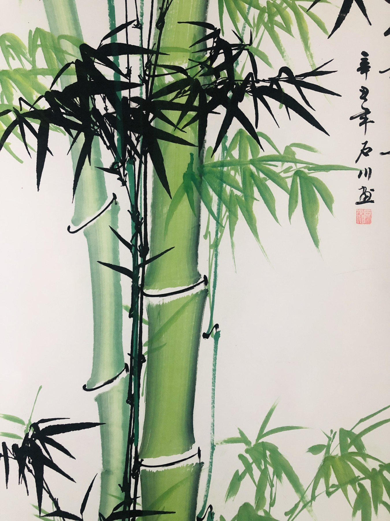 竹报平安 石川老师纯手绘竖幅宣纸卷轴画