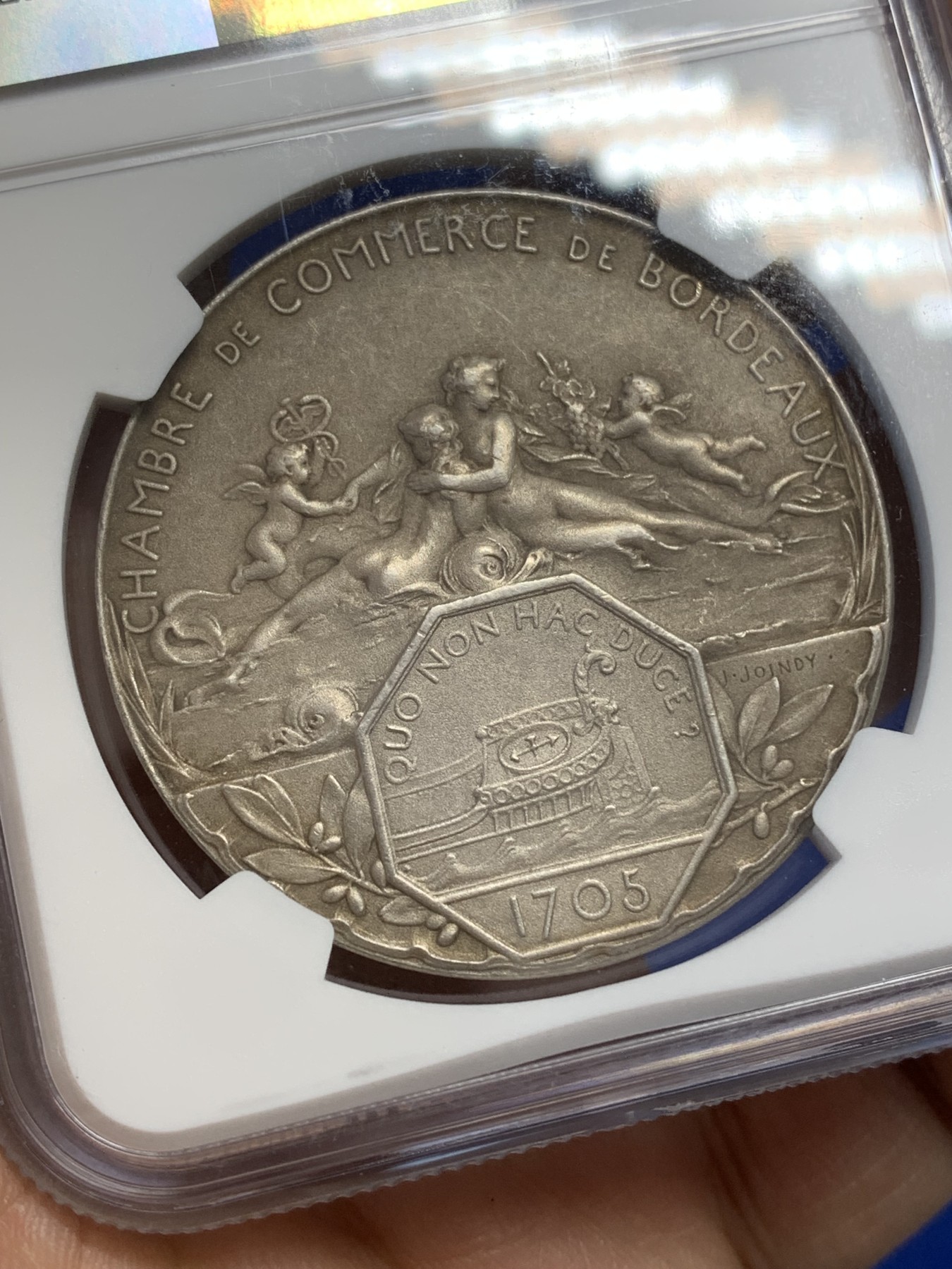 《竞宝斋》八角与章专场 第217场-周日，周一 2场 (全场包邮) NGC-MS62 少见法国波尔多商会银章