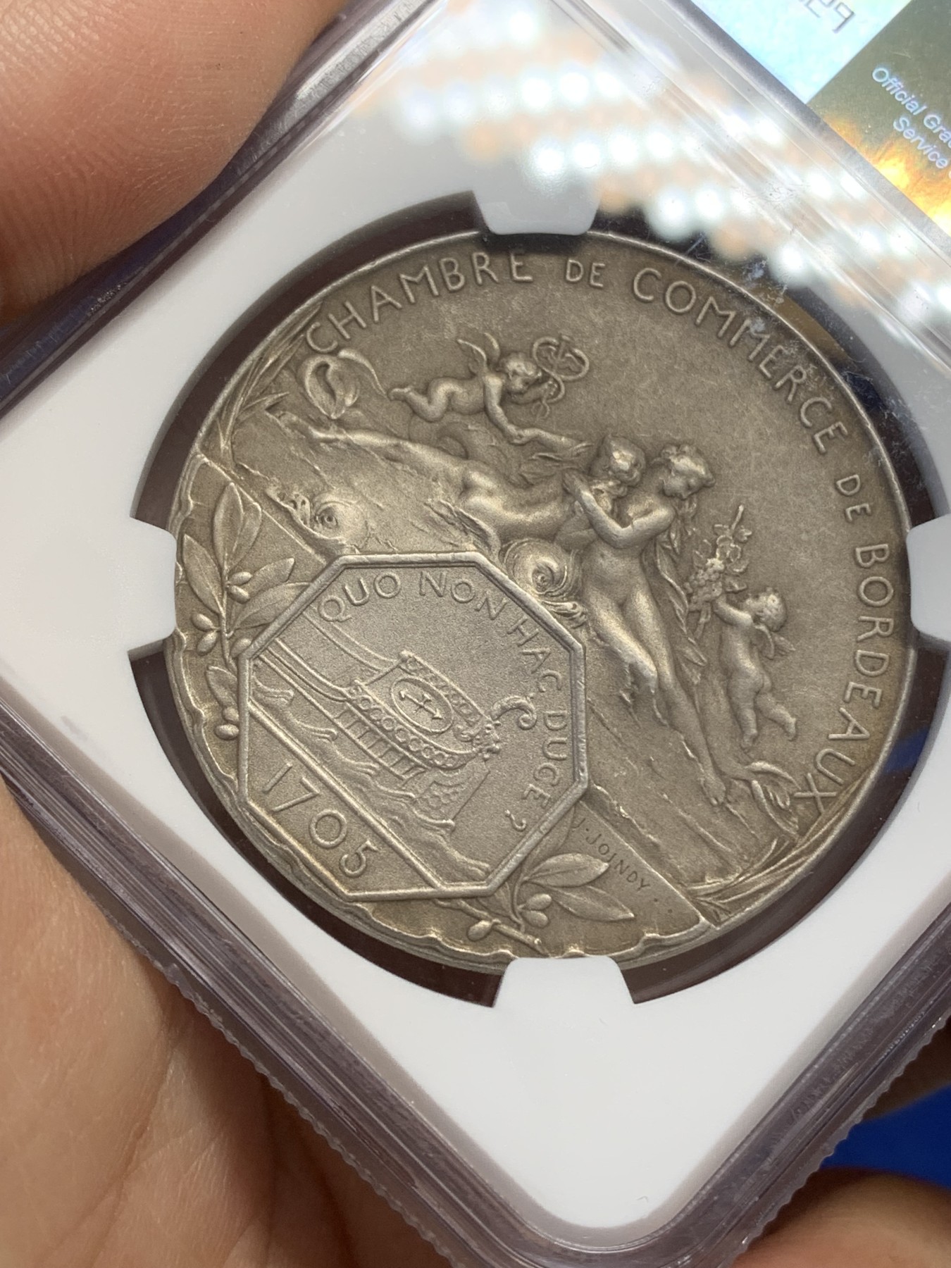 《竞宝斋》八角与章专场 第217场-周日，周一 2场 (全场包邮) NGC-MS62 少见法国波尔多商会银章