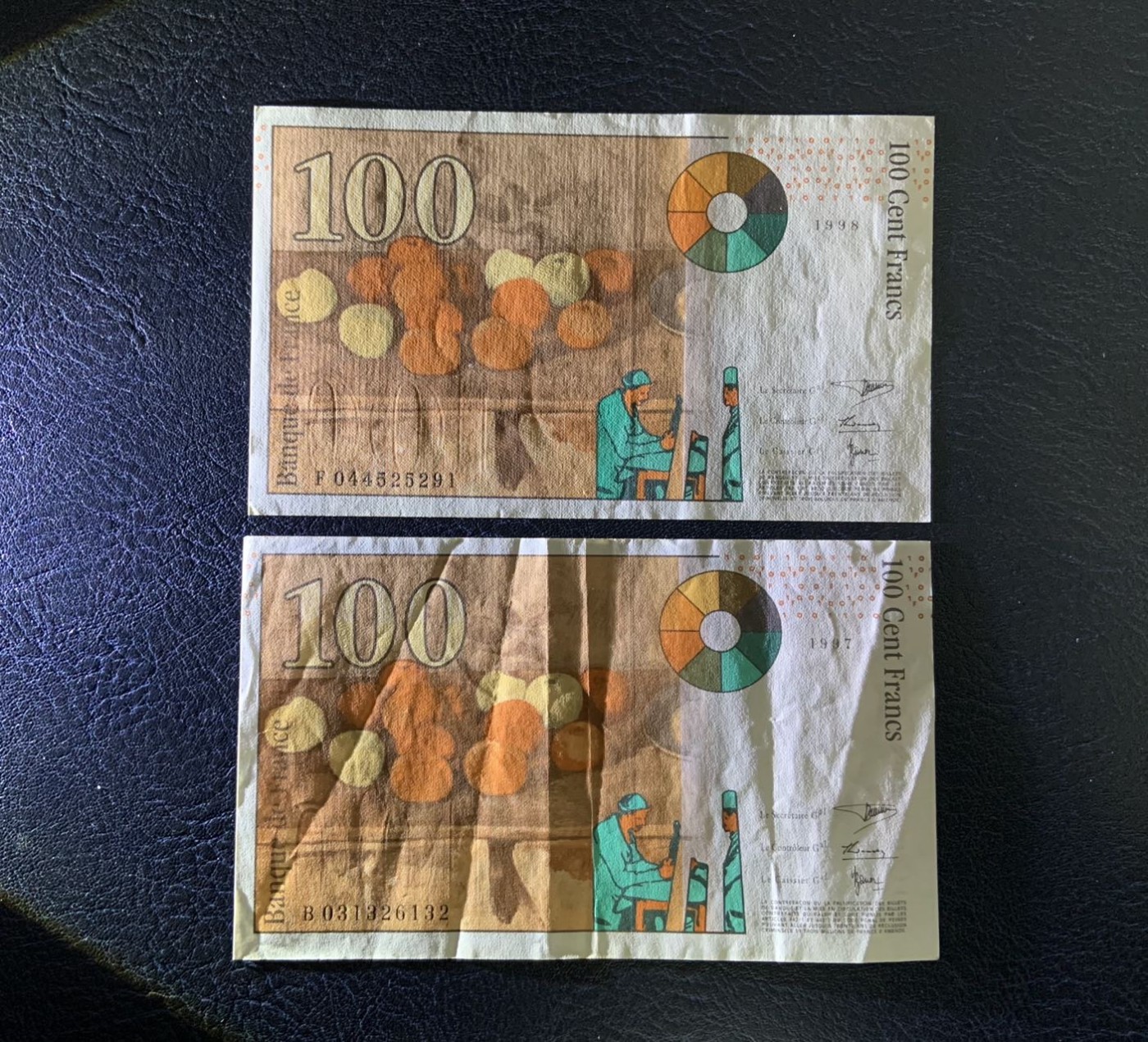 收藏联盟Quantum Auction 第305期拍卖  法国1998年和1997年100法郎 品相分别为UNC- 和 XF-
