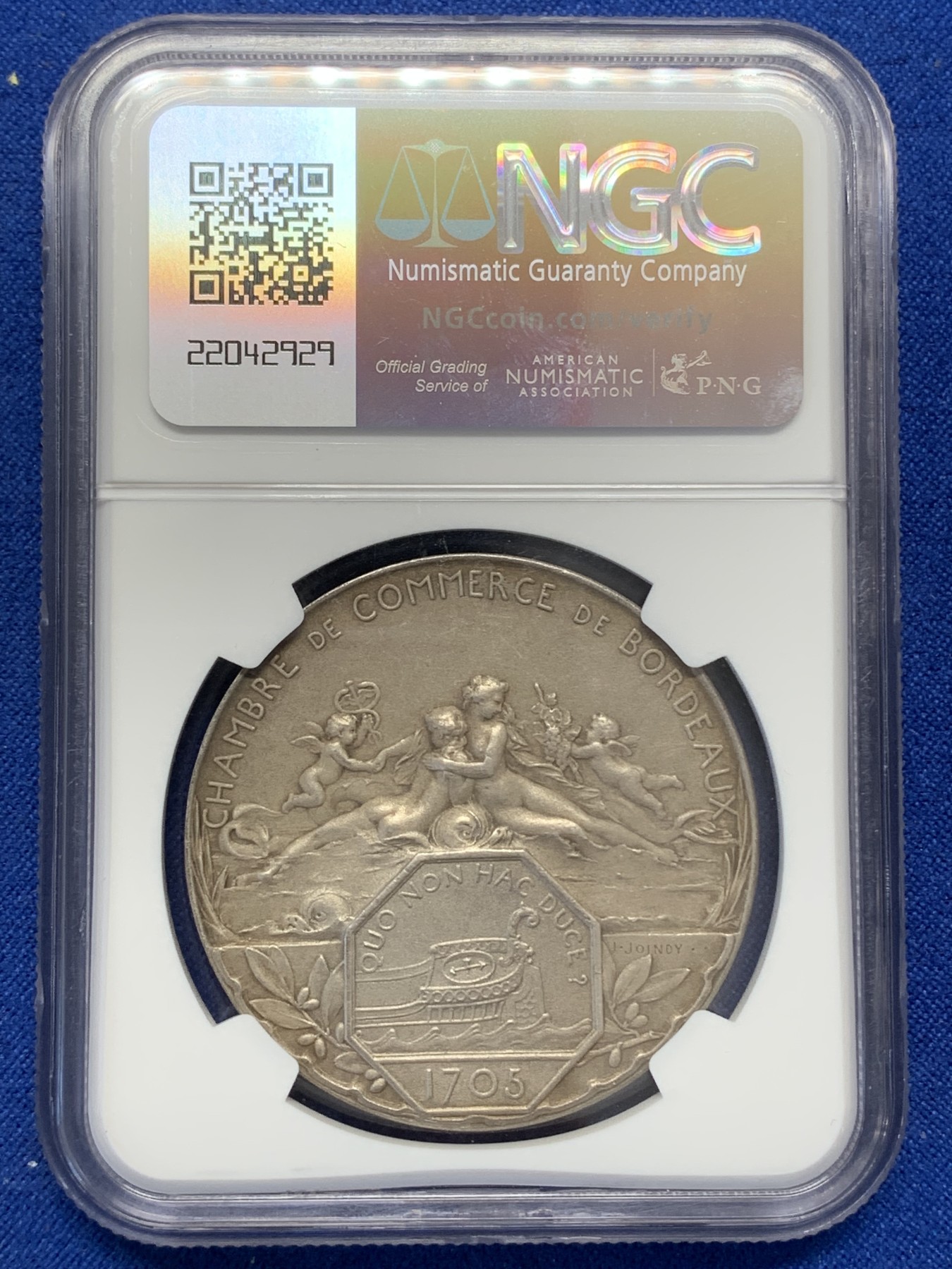 《竞宝斋》八角与章专场 第217场-周日，周一 2场 (全场包邮) NGC-MS62 少见法国波尔多商会银章