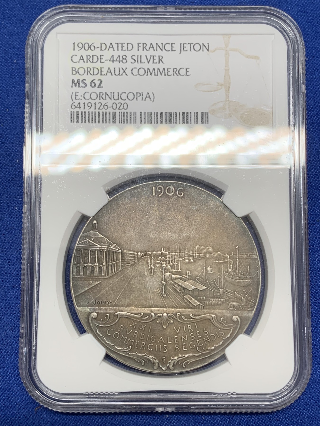 《竞宝斋》八角与章专场 第217场-周日，周一 2场 (全场包邮) NGC-MS62 少见法国波尔多商会银章