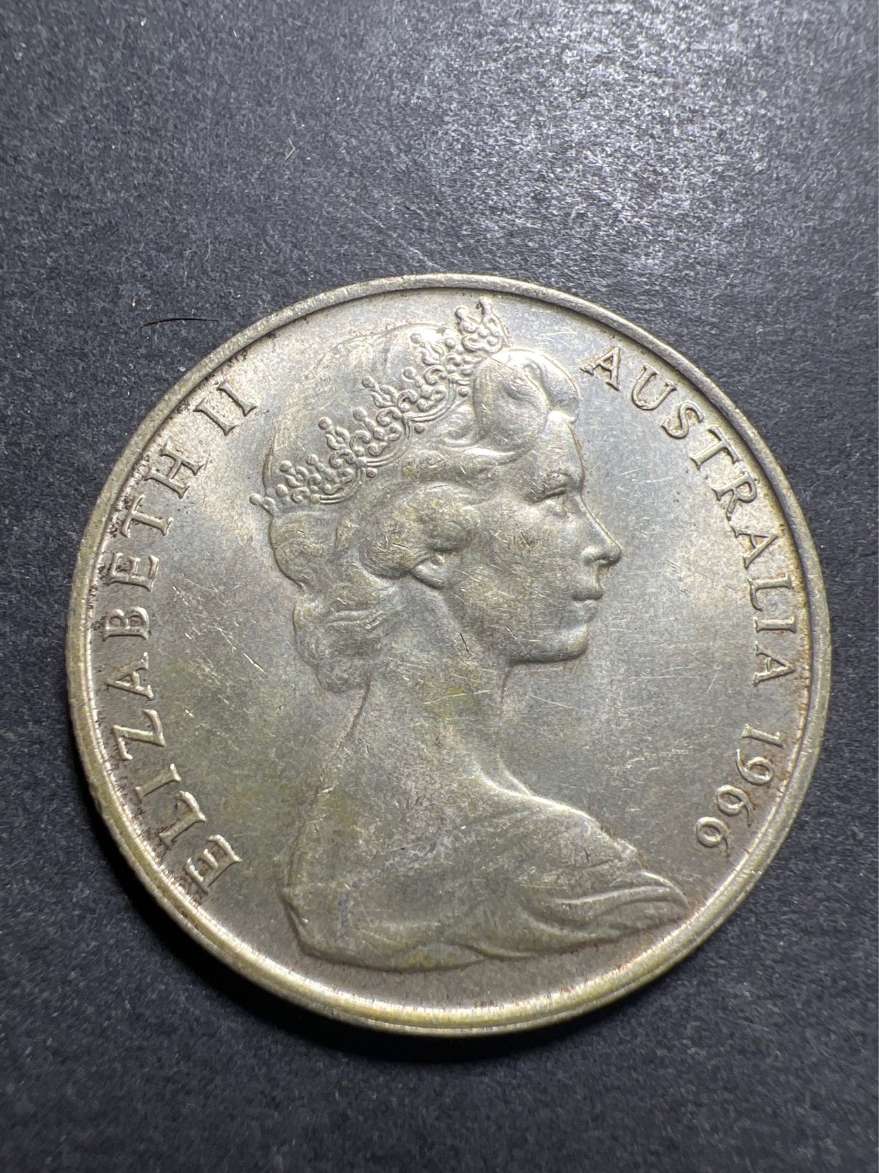 【8个洞收藏】第30场★ 0起1加★硬币专场 新规则实施  银币-澳大利亚1966年50分 袋鼠 伊丽莎白青年女王