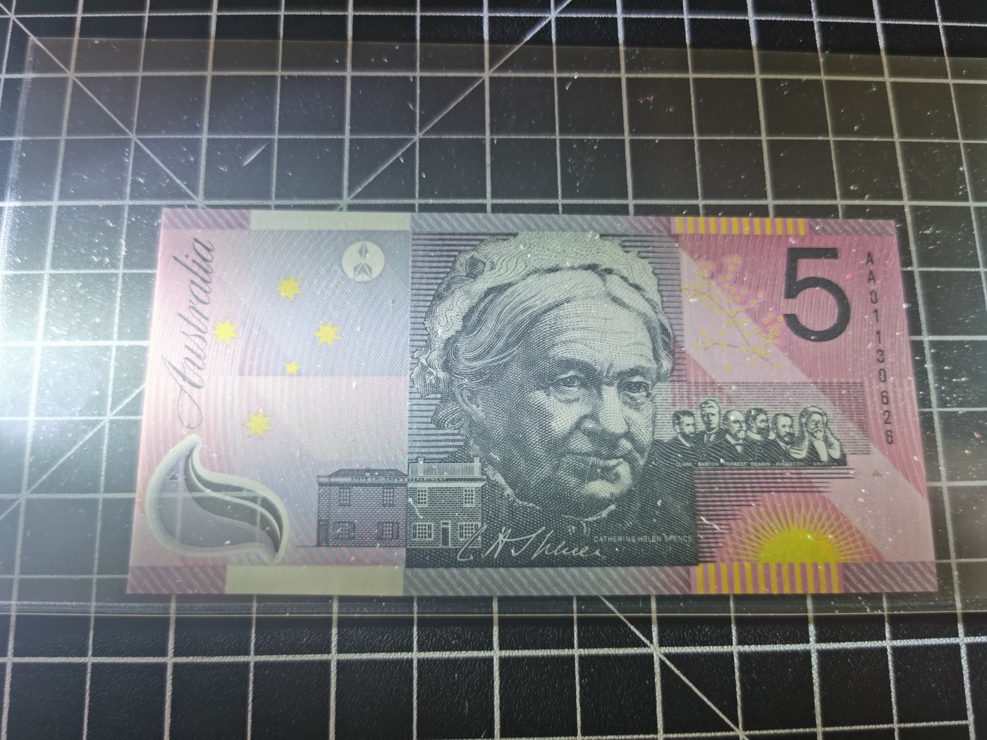 ｛北京钱博会专场｝Immortal auction豹子号及精品专场 澳大利亚5镑纪念钞，AA，Unc