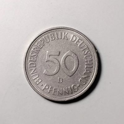 231202 联邦德国50芬尼20mm绿植少女欧洲外国钱币外币真币年份随机发货