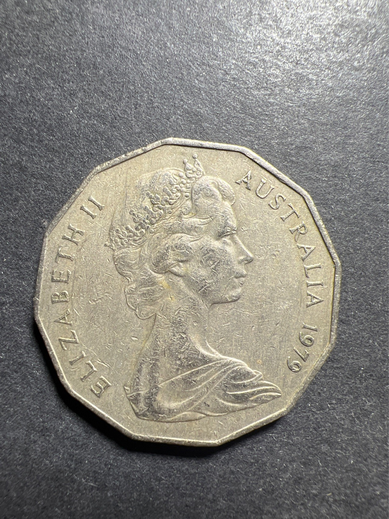 【8个洞收藏】第30场★ 0起1加★硬币专场 新规则实施  澳大利亚50分女王袋鼠鸵鸟31mm 1979年