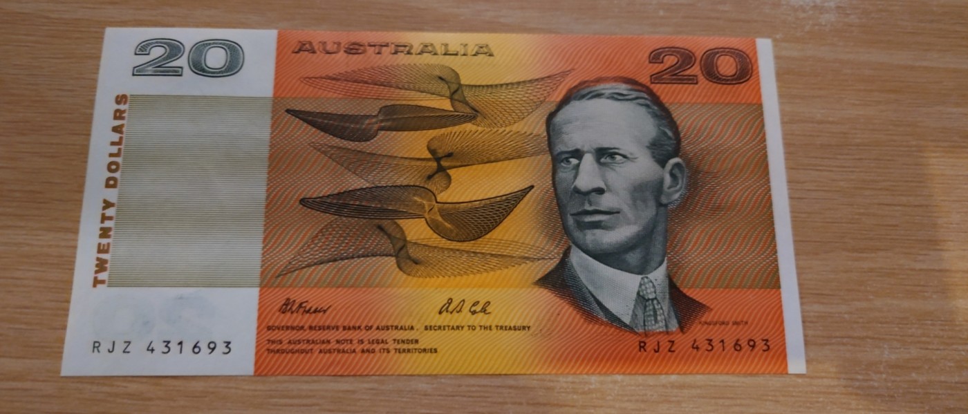 【世界钱币】精选微拍第85期暨2023年第三十二期 部分卖剩杂货大卖场(欧美洋洲篇) 1991年澳大利亚20元 全新绝品M尾号693(选了五六张去评都是PMG66)