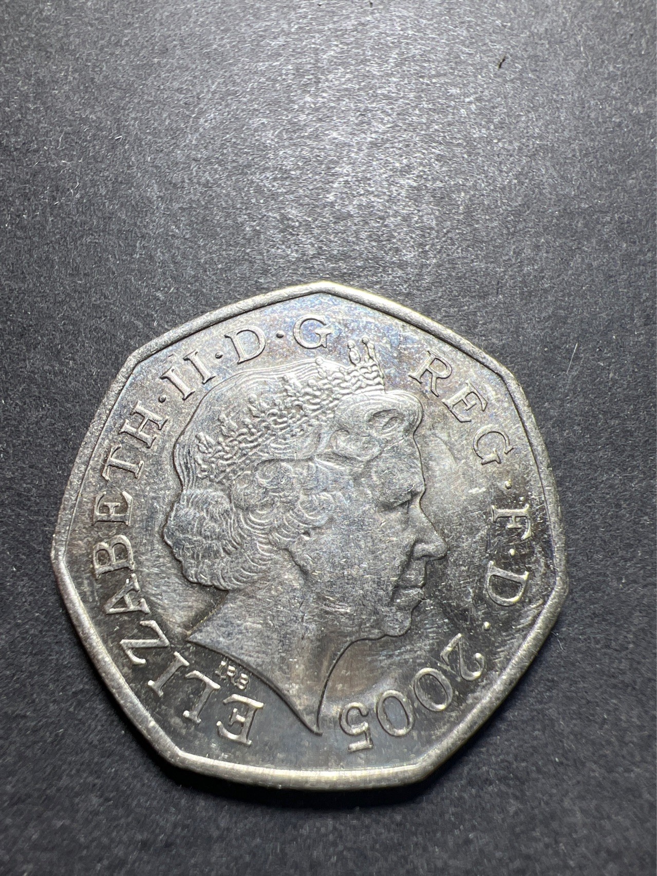 【8个洞收藏】第30场★ 0起1加★硬币专场 新规则实施  英国2005年约翰逊字典发行250周年50便士纪念币镍币