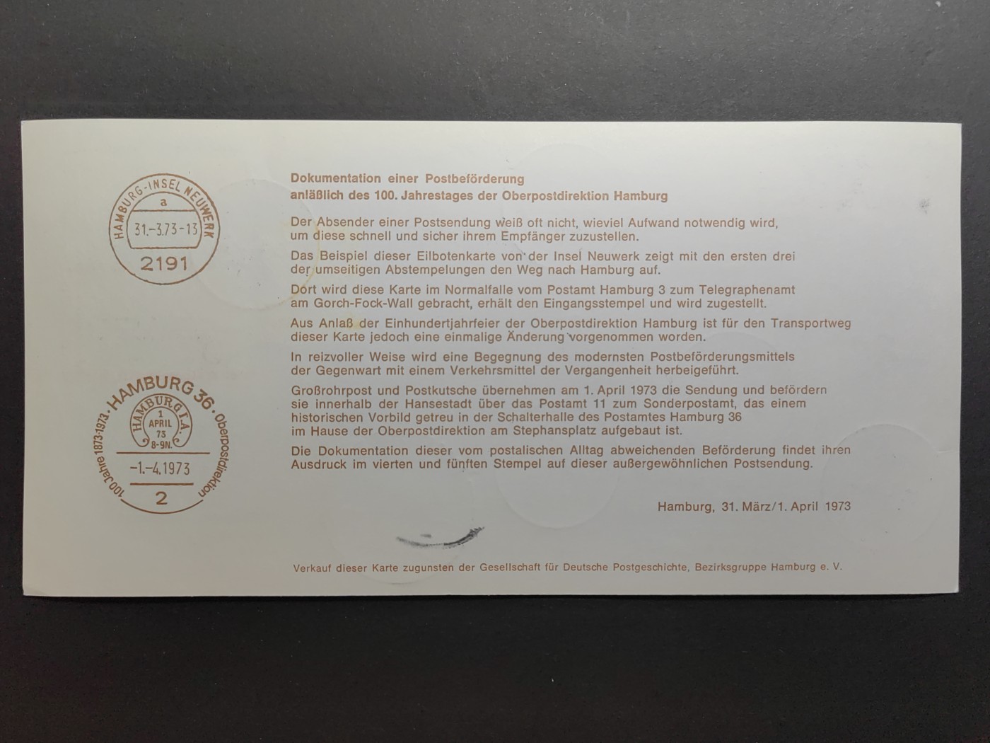 多国古典明信片、邮封、专场（拍卖）第②⑨场 德国邮政100周年实寄片（实寄，带邮路）
