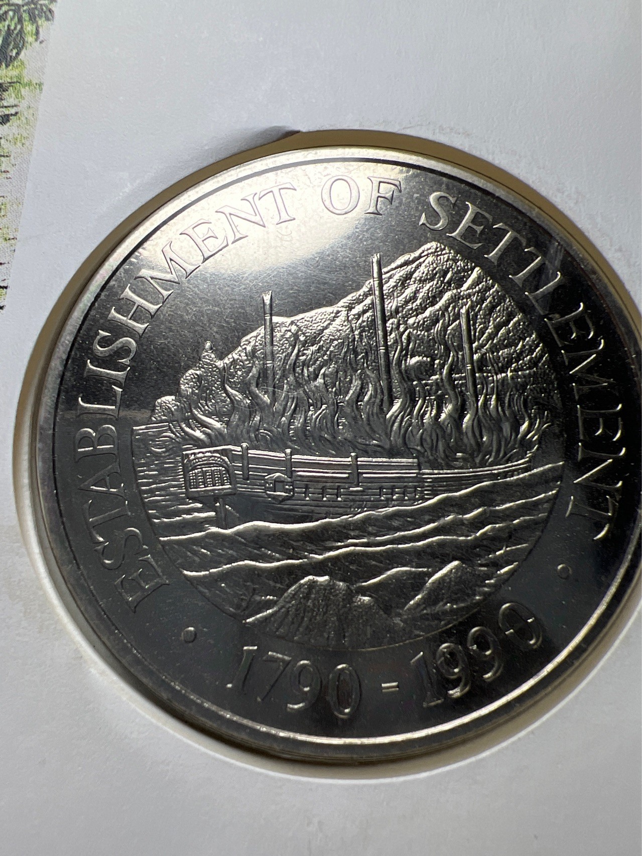 【8个洞收藏】第30场★ 0起1加★硬币专场 新规则实施  少见1990年  皮特凯恩1元 克朗币 币封