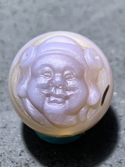 精美亚光高玉化紫罗兰巴西玛瑙手工俏色巧雕财神爷随形圆珠一个！ - 精美亚光高玉化紫罗兰巴西玛瑙手工俏色巧雕财神爷随形圆珠一个！