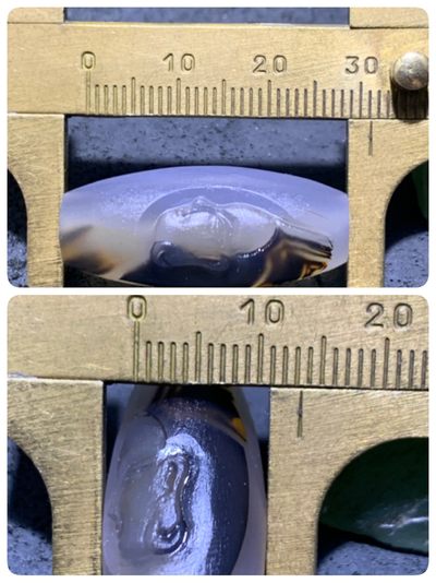 精美亚光高玉化巴西玛瑙手工俏色巧雕埃及法老桶珠一个 精美亚光高玉化巴西玛瑙手工俏色巧雕埃及法老桶珠一个
