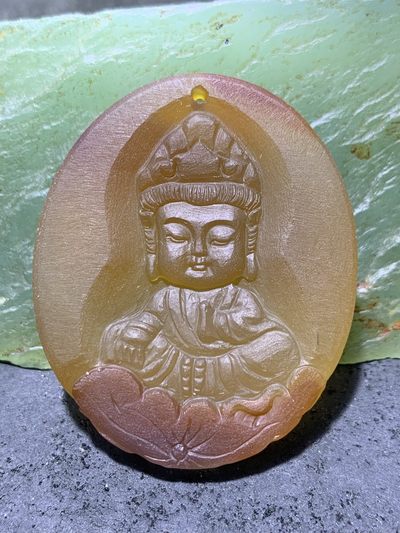 精美天然亚光高玉化糖料巴西玛瑙手工俏色巧雕宝宝观音吊坠一个 - 精美天然亚光高玉化糖料巴西玛瑙手工俏色巧雕宝宝观音吊坠一个