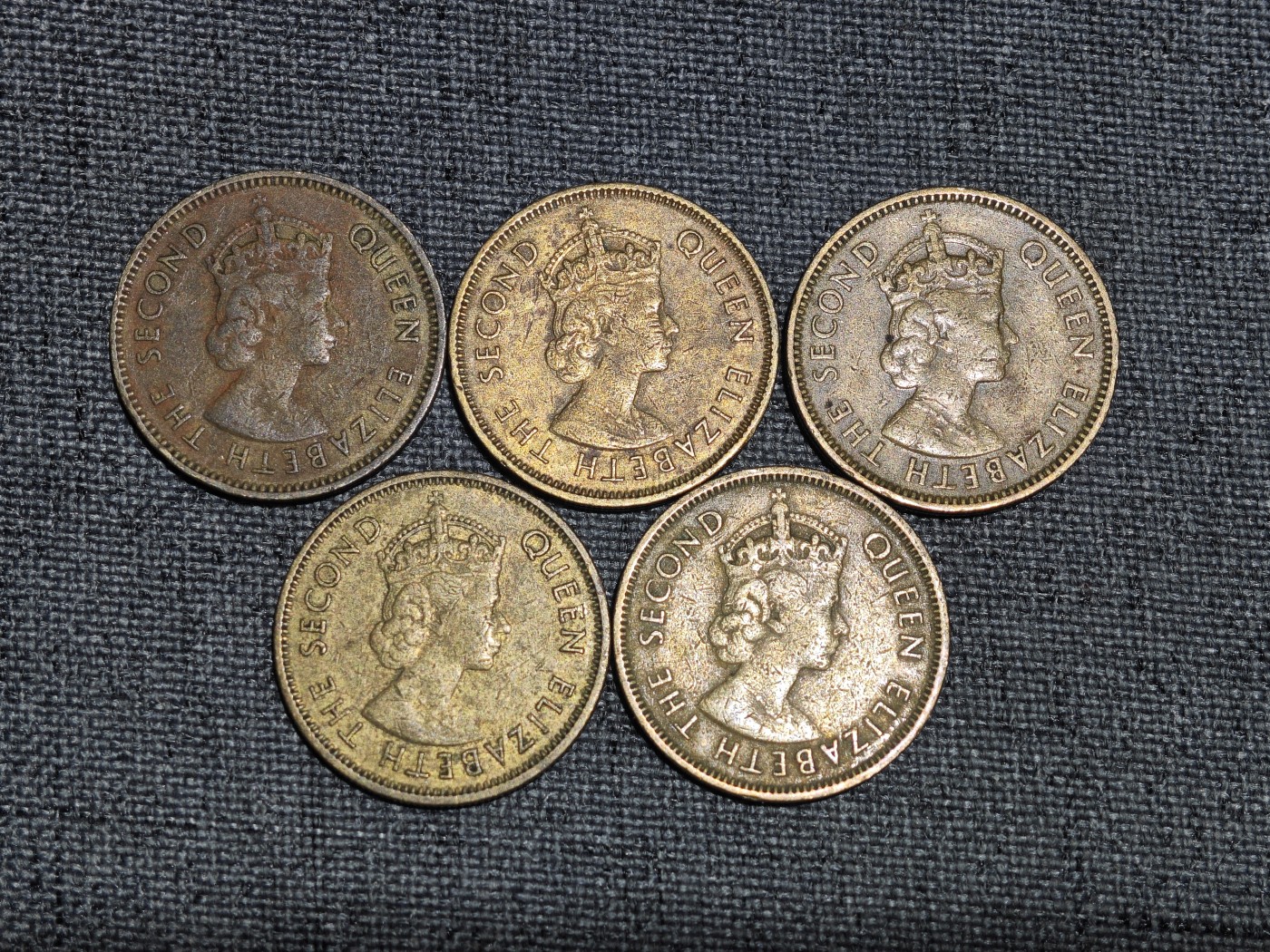 外国硬币收藏店第2期 港英时期黄铜香港一毫5枚