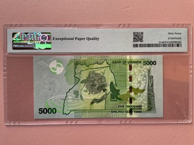 2010年乌干达5000先令 (PMG 67E：AA0049629）1枚。