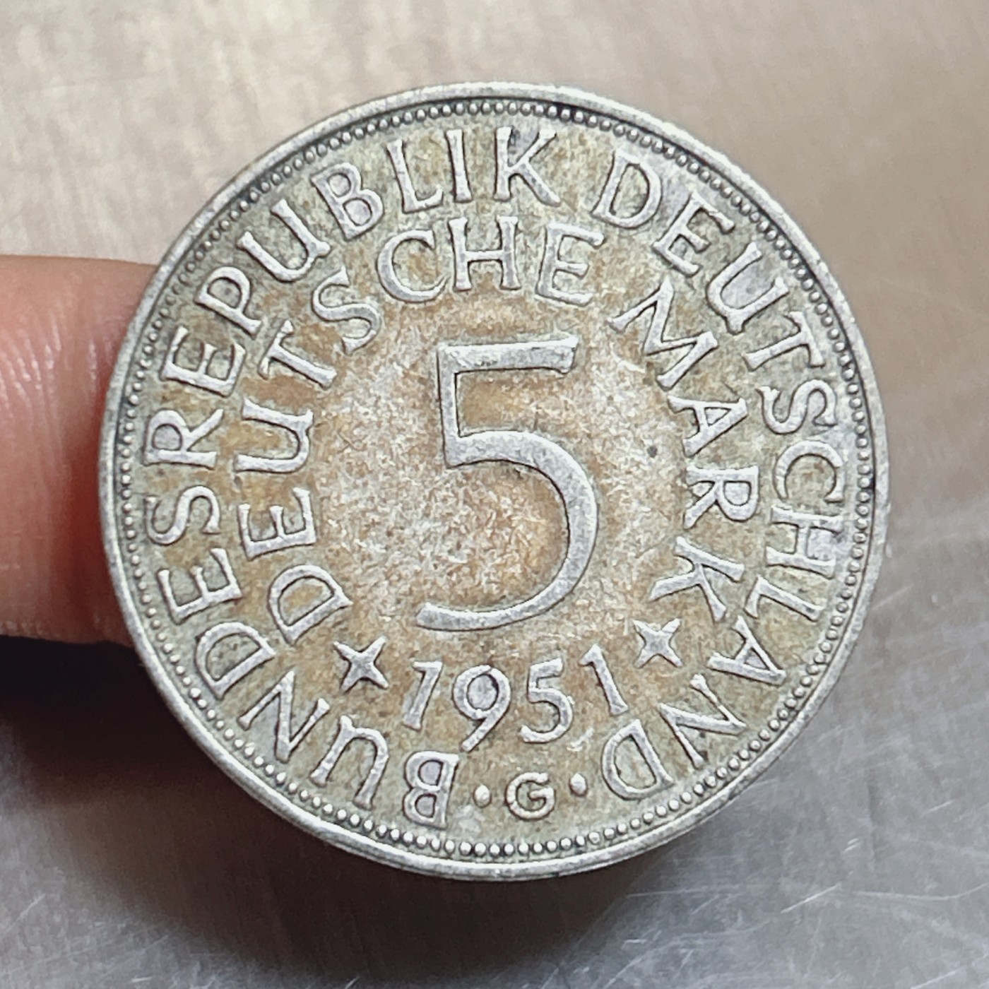 全场一元起拍 世界钱币银币、散币专场 第40期 德国1951年5马克银币 重11.2g