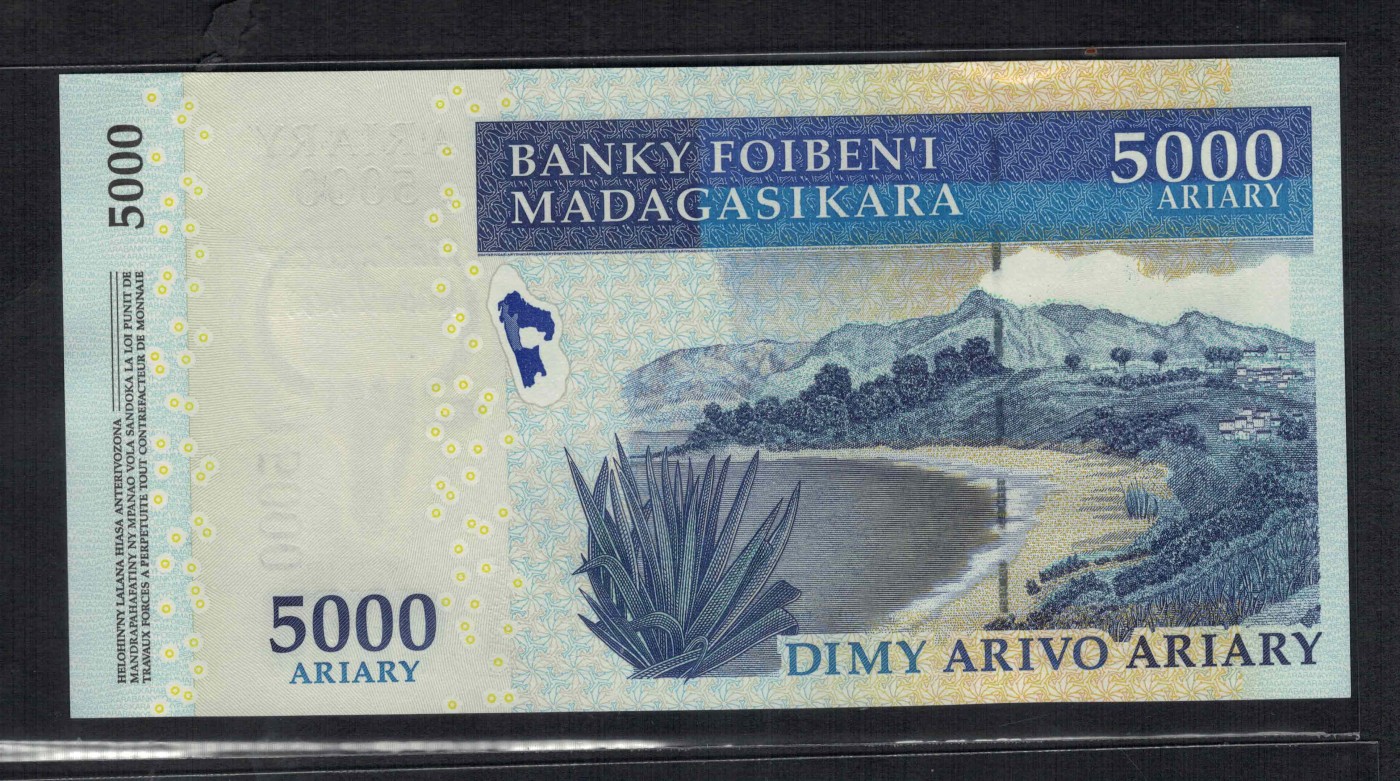 马达加斯加2007年(2008年)5000阿里阿鲁 MAP纪念钞 非洲纸币 UNC
