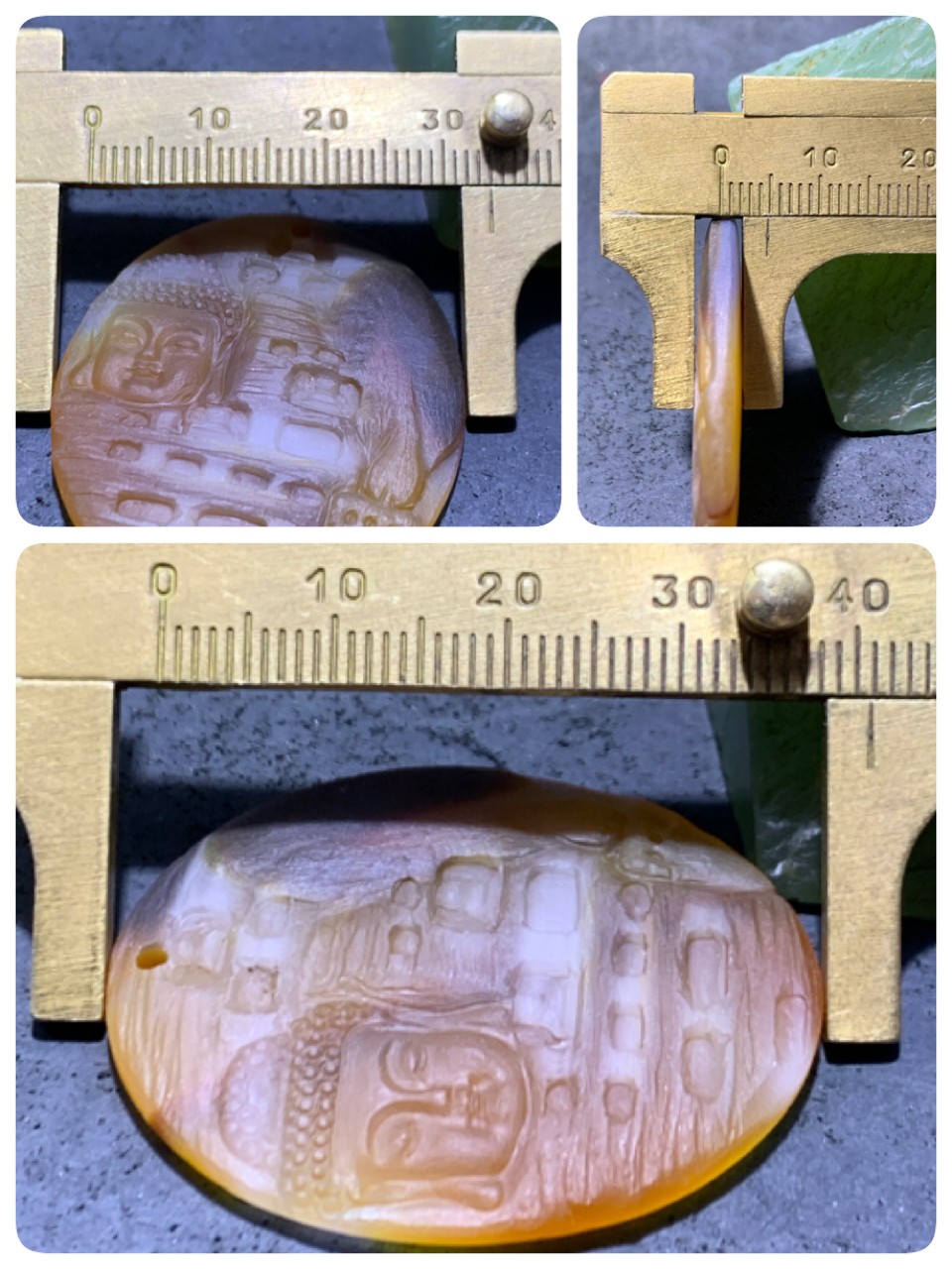 精美天然亚光高玉化糖料巴西玛瑙手工俏色巧雕一心向佛吊坠一个