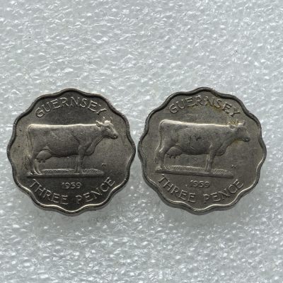 【铜匠收藏】第『63』散币 少量批发局《接受代拍 代送NGC评级》 - 1959 根西 加厚版 3便士 2枚 镍币